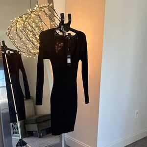 Fashion Nova Black Long Sleeve Sweater Dress